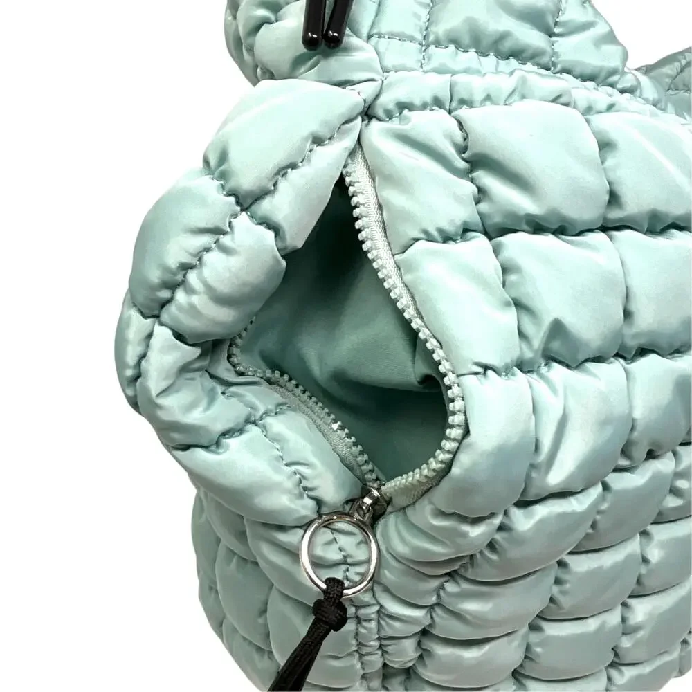 Free People FP Movement Quilted Carryall Hobo Bag Womens Large Mint Pockets